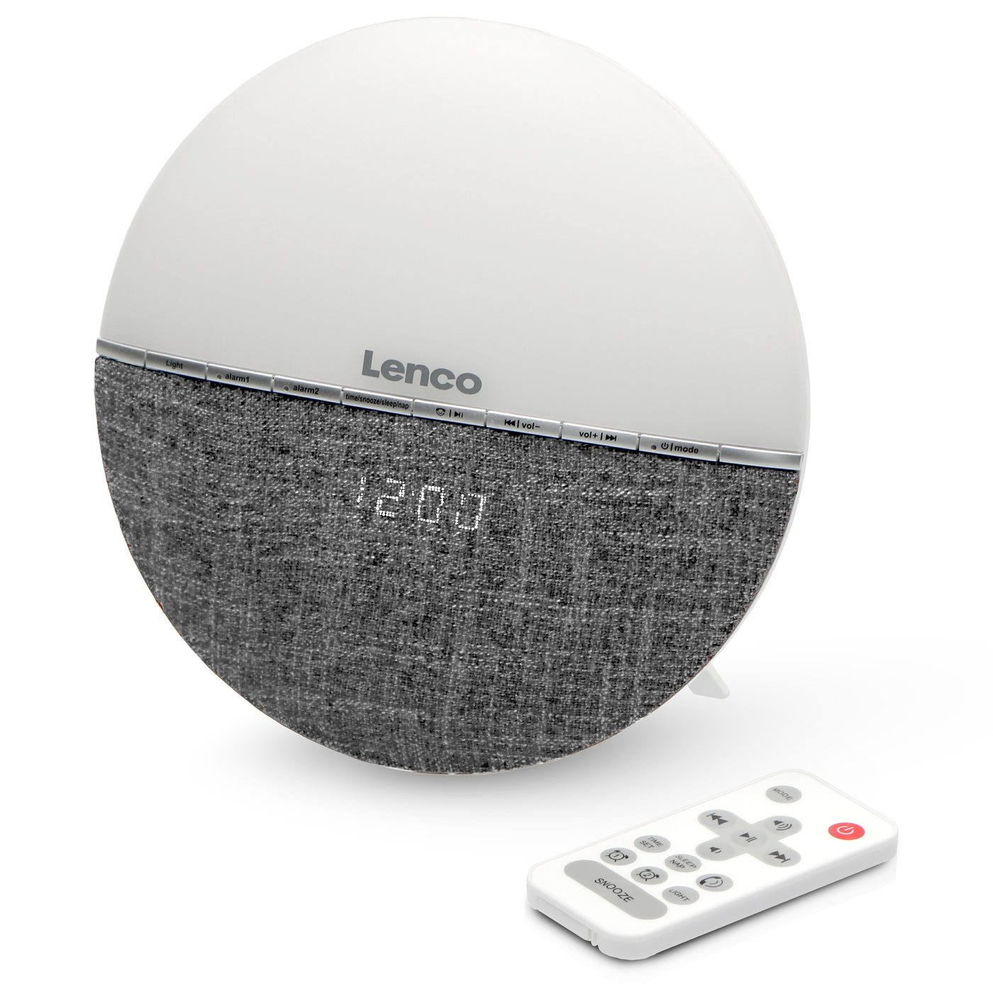 LENCO CRW-4GY - FM Alarm Clock Radio - Wake up light with Bluetooth® - Grey