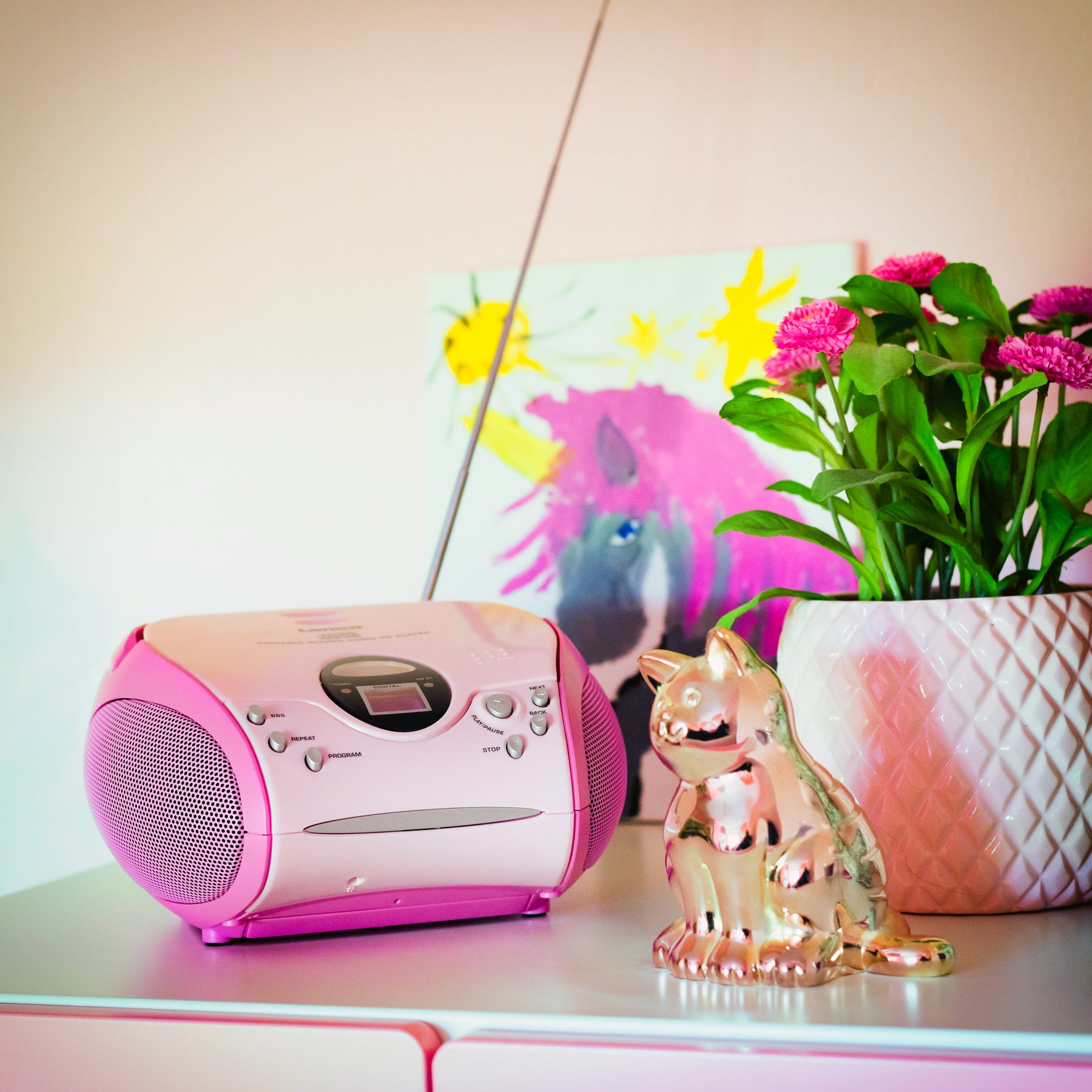 LENCO SCD-24 Pink - Portable with Pink player stereo – CD - -Catalog Lenco radio FM