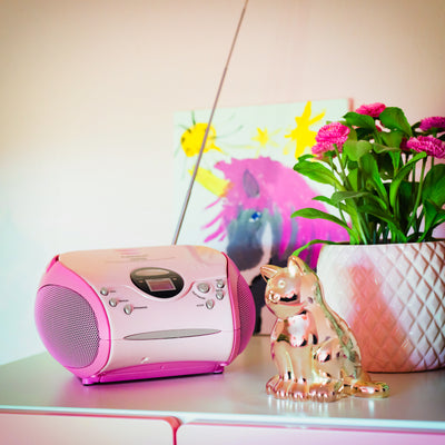 LENCO SCD-24 Różowy - Przenośne stereofoniczne radio FM z odtwarzaczem CD - Różowy