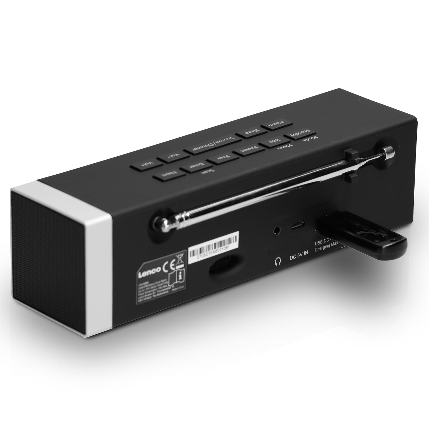 LENCO CR-630BK - Radiobudzik stereo DAB+/FM z portem USB i wejściem AUX - Czarny