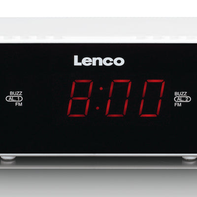 LENCO CR-510WH - Radiobudzik stereo FM z wyświetlaczem LED 0,9" - Biały