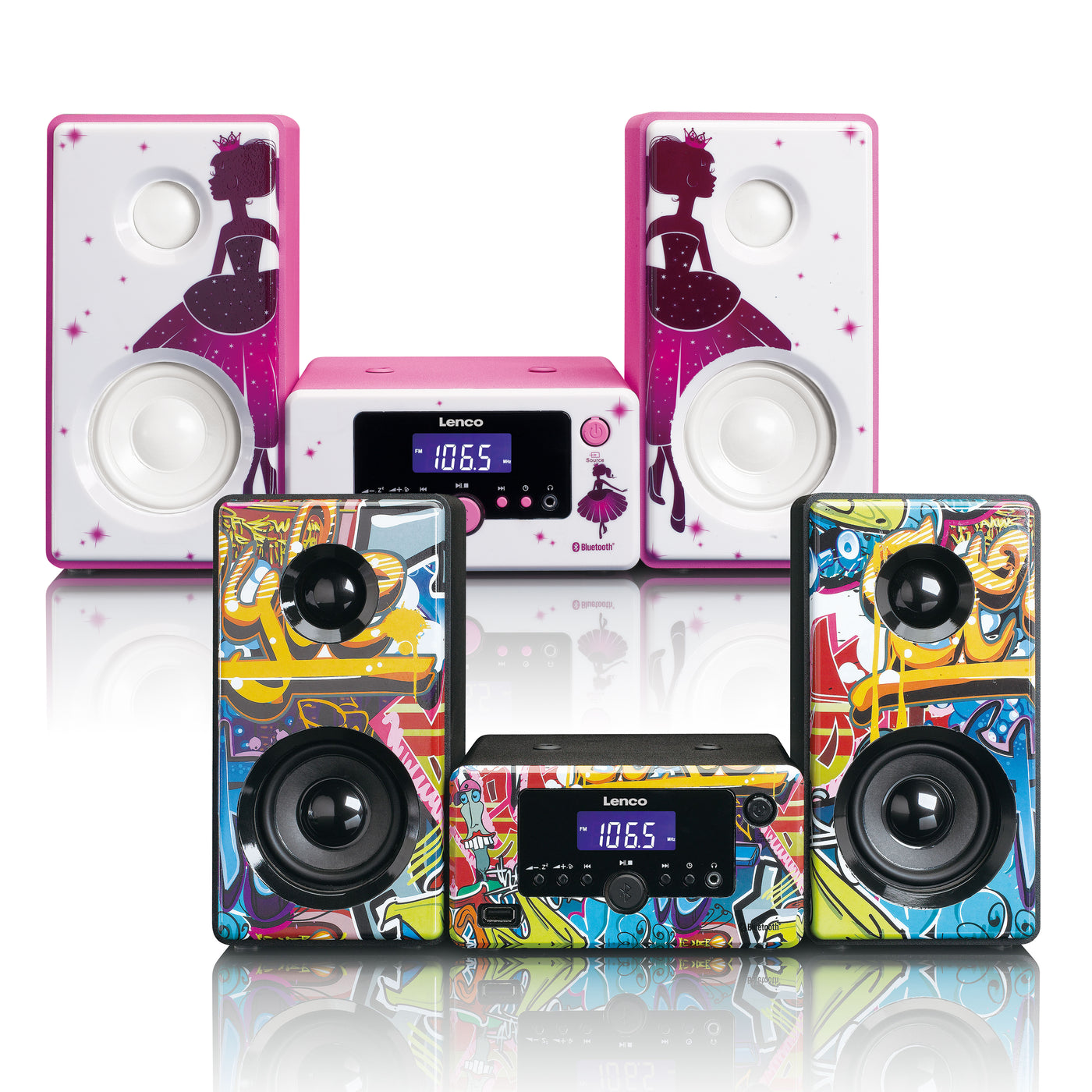 LENCO MC-020 Princess - Micro set with FM Radio, Bluetooth®, USB and AUX ingang - Princess