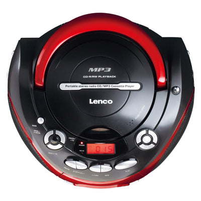 LENCO SCD-430RD - Radio przenośne, CD/MP3, Odtwarzacz kasetowy - Czerwony