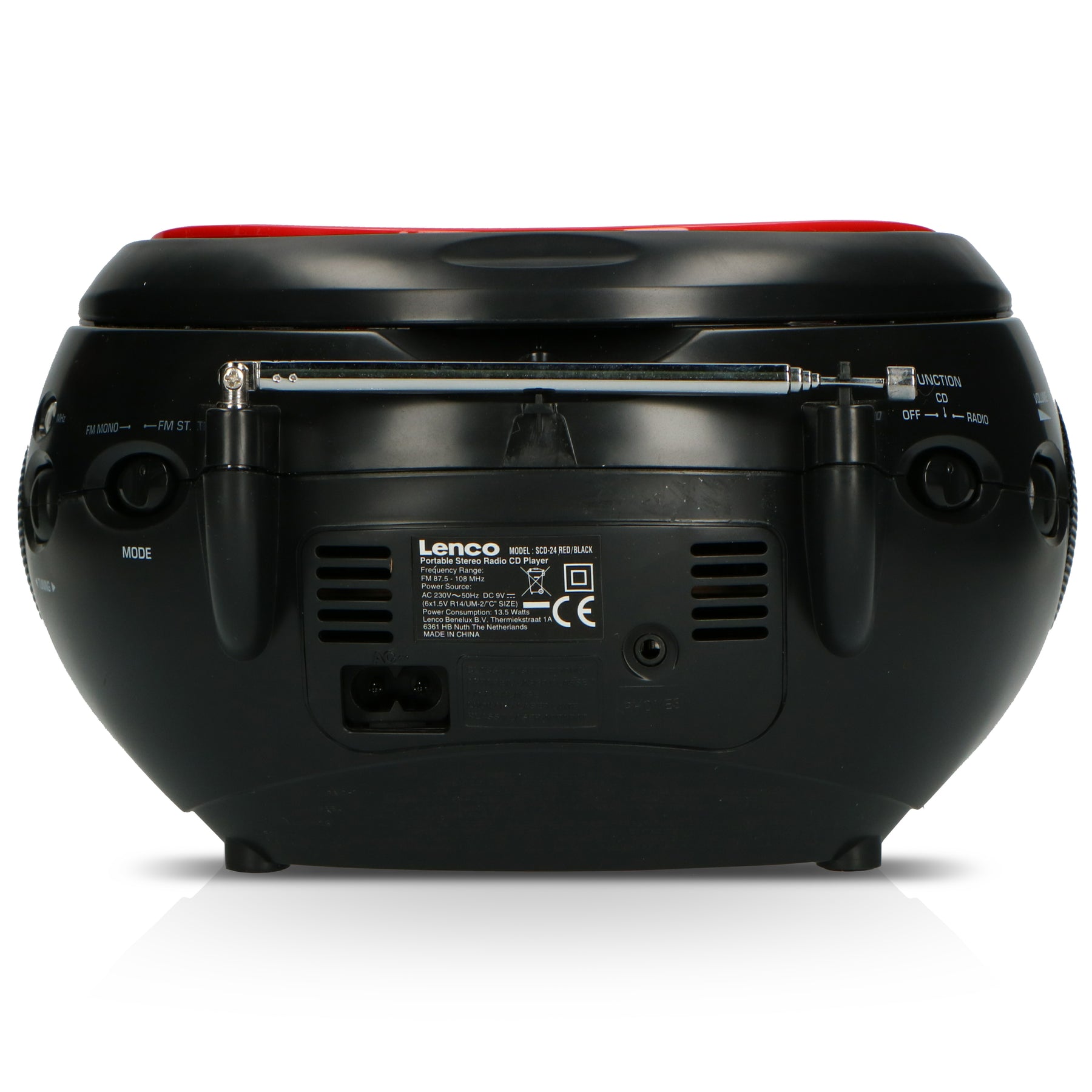 LENCO SCD-24 Red/Black - - – stereo CD Red Portable Lenco-Catalog radio FM player with