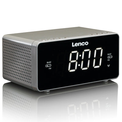 LENCO CR-530TP Radiobudzik stereofoniczny FM z zegarem sterowanym radiowo i wejściem AUX - Taupe