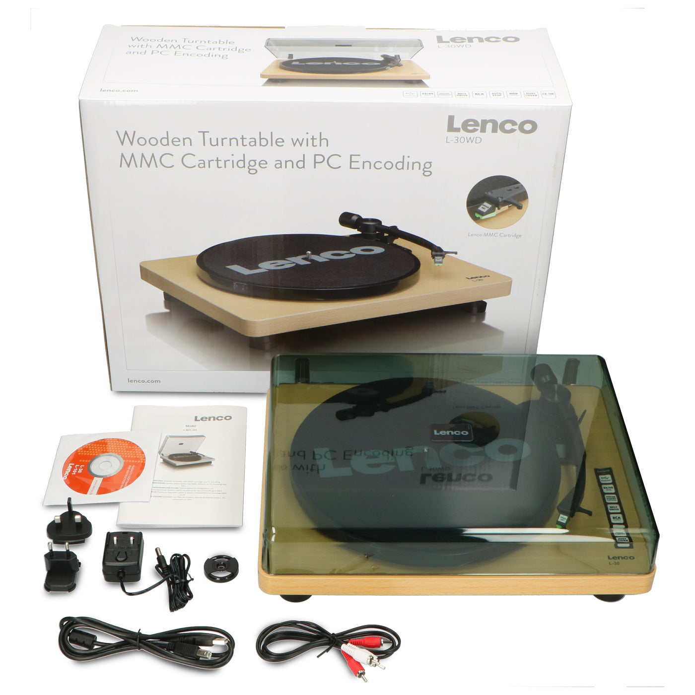 LENCO L-30WD Turntable with USB/PC encoding - Wood