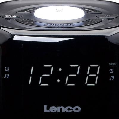 LENCO CR-12BK - FM Clock Radio with Night Light - Black