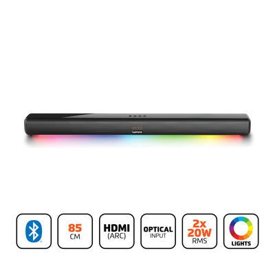 LENCO SB-042BK -85cm Bluetooth® Soundbar with HDMI (ARC) and LED light - Black