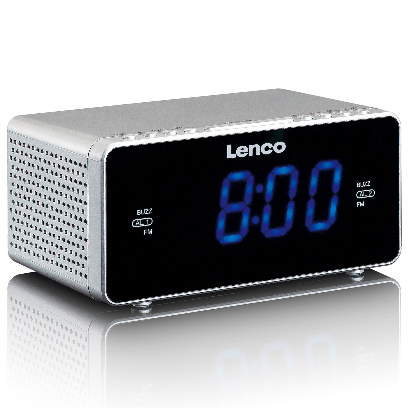 LENCO CR-520SI - Radiobudzik stereofoniczny FM z portem USB - Srebrny