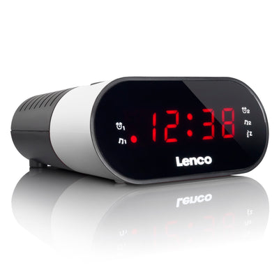 LENCO CR-07 Biały - Radiobudzik FM z wyłącznikiem czasowym i funkcją podwójnego alarmu - Biały