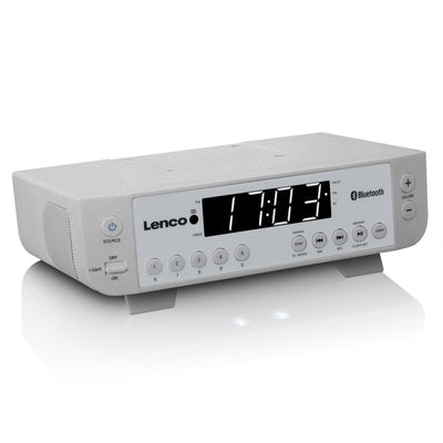 LENCO KCR-100SI - FM Kitchen Radio with Bluetooth®, LED Lighting and Timer - Silver