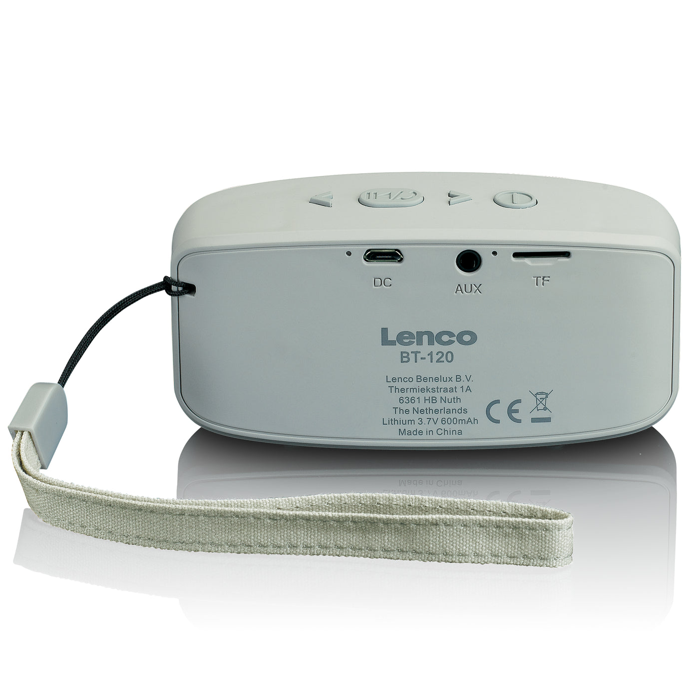 Lenco BT-120GY - Bluetooth speaker with 3 w output power and carry strap - Grey