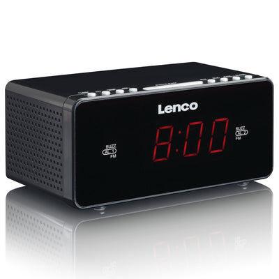 LENCO CR-510BK - Radiobudzik stereo FM z wyświetlaczem LED 0,9" - Czarny