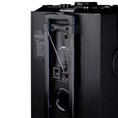 LENCO PMX-250 – System mikserski PA/DJ o dużej mocy z Bluetooth®, USB, wbudowaną baterią, mikrofonem bezprzewodowym i oświetleniem imprezowym
