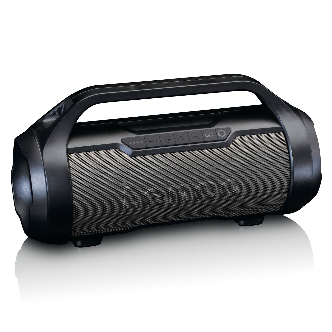 LENCO SPR-070BK - Odporny na zachlapania głośnik Bluetooth® z radiem FM, USB, SD i oświetleniem imprezowym - Czarny