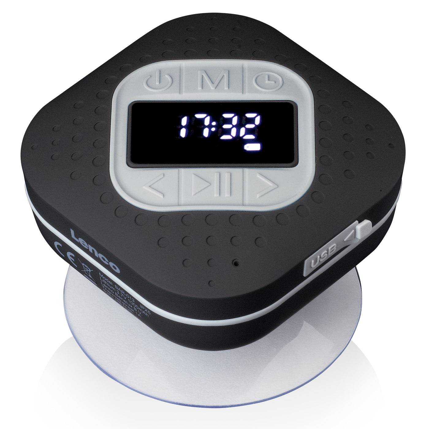 LENCO BAR-013BK - Wodoodporne radio FM do łazienki i kuchni z Bluetooth® i timerem - Czarny