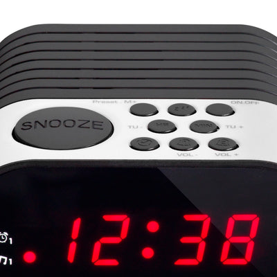 LENCO CR-07 White - FM Alarm Clock Radio with with Sleep timer and double alarm function - White