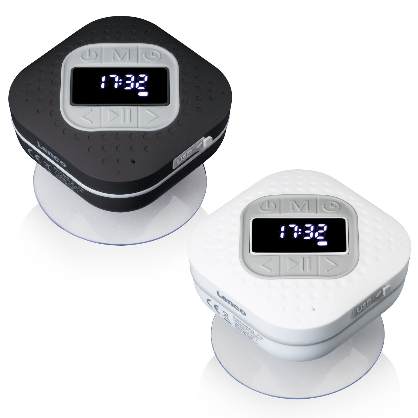 LENCO BAR-013BK - Waterproof bath and kitchen FM radio with Bluetooth® and timer - Black