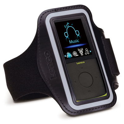 LENCO PODO-153LM - Sportowy odtwarzacz MP3/4 z krokomierzem, sportowymi zatyczkami do uszu i sportową opaską na nadgarstek - limonkowy