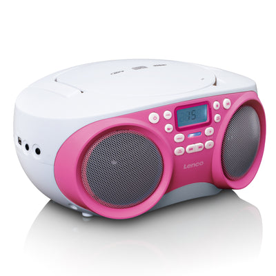 LENCO SCD-301PK - Portable FM Radio/CD/MP3 and USB player - Pink