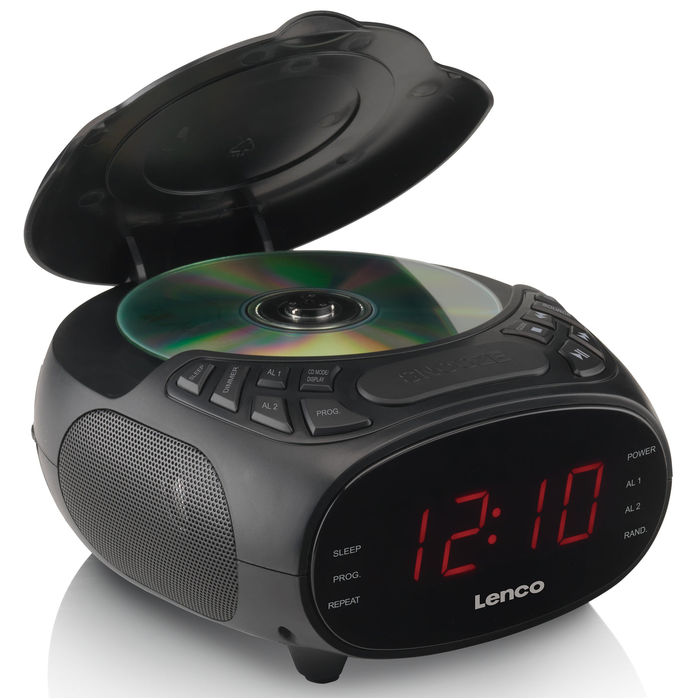 LENCO CR-740BK - Stereo FM Alarm Clock Radio with CD player - Black