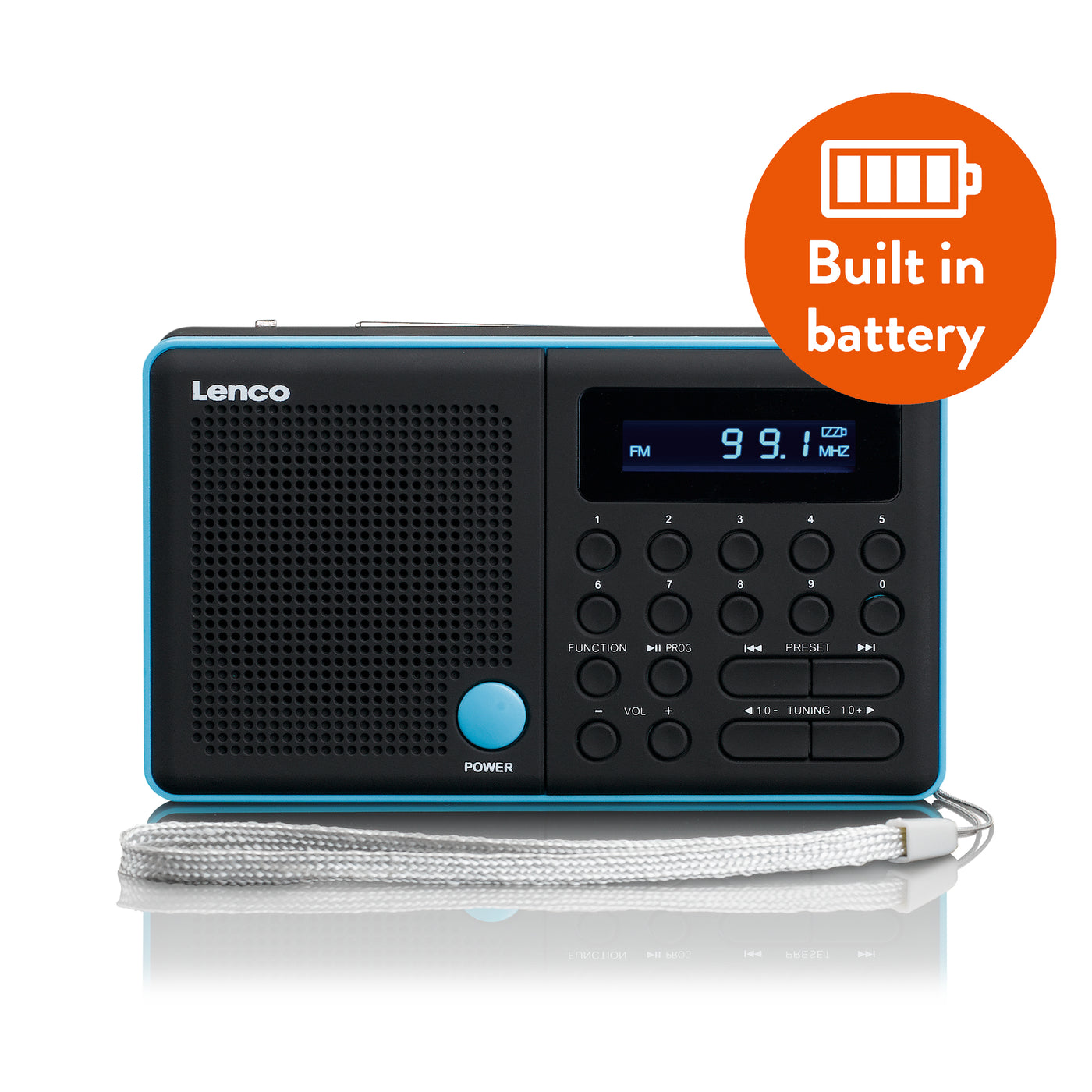 LENCO MPR-034BU - Portable FM radio with USB and Micro SD and integrated battery - Blue