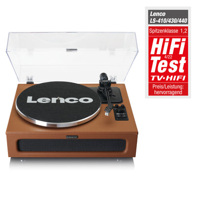 LENCO LS-430BN - Gramofon z 4 wbudowanymi głośnikami - Brązowy