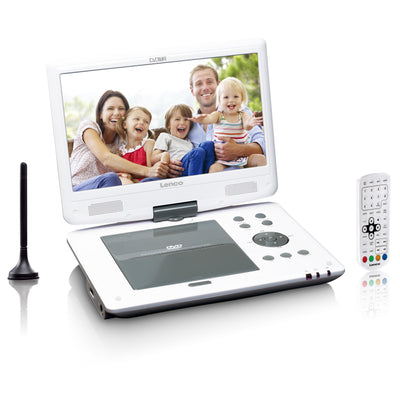 LENCO DVP-1063WH - Przenośny odtwarzacz DVD 10" z odbiornikiem HD DVB T2 - Biały
