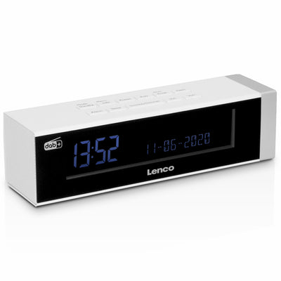 Lenco CR-630WH - Radiobudzik stereo DAB+/FM z portem USB i wejściem AUX - Biały 