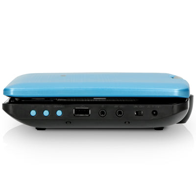 LENCO DVP-910BU - Przenośny odtwarzacz DVD 9" ze słuchawkami USB i uchwytem montażowym - Niebieski/czarny