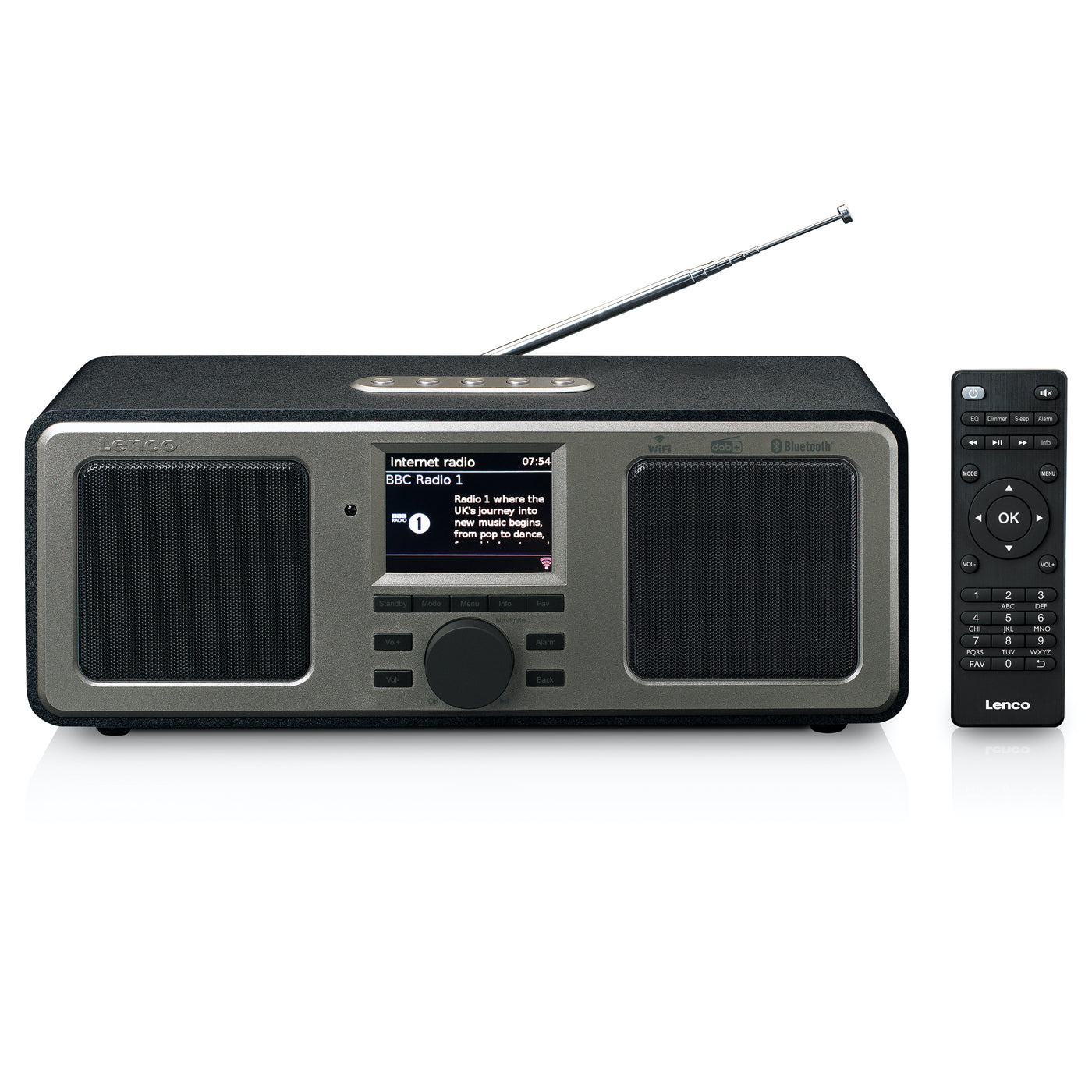 LENCO DIR-165BK - Inteligentne radio, Internet/DAB+/FM i Bluetooth® - Czarny