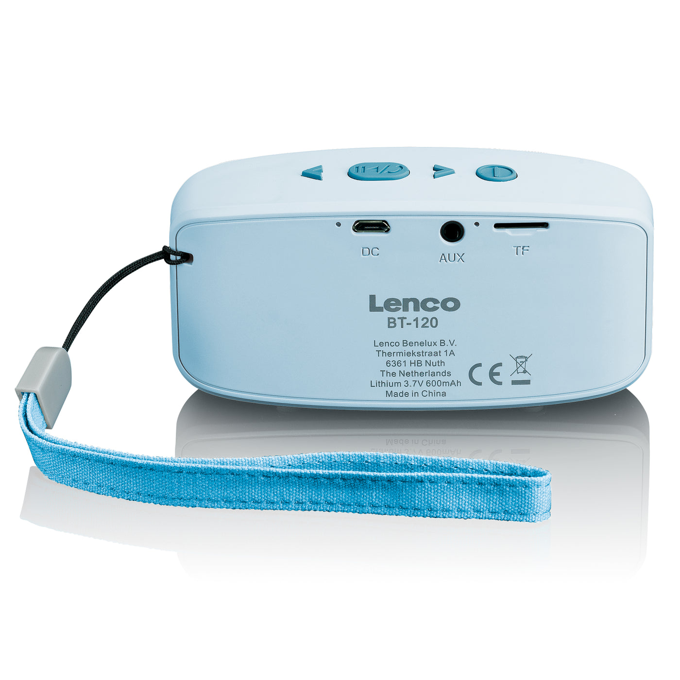 LENCO BT-120BU - Głośnik Bluetooth® o mocy wyjściowej 3 W i paskiem do noszenia - Niebieski