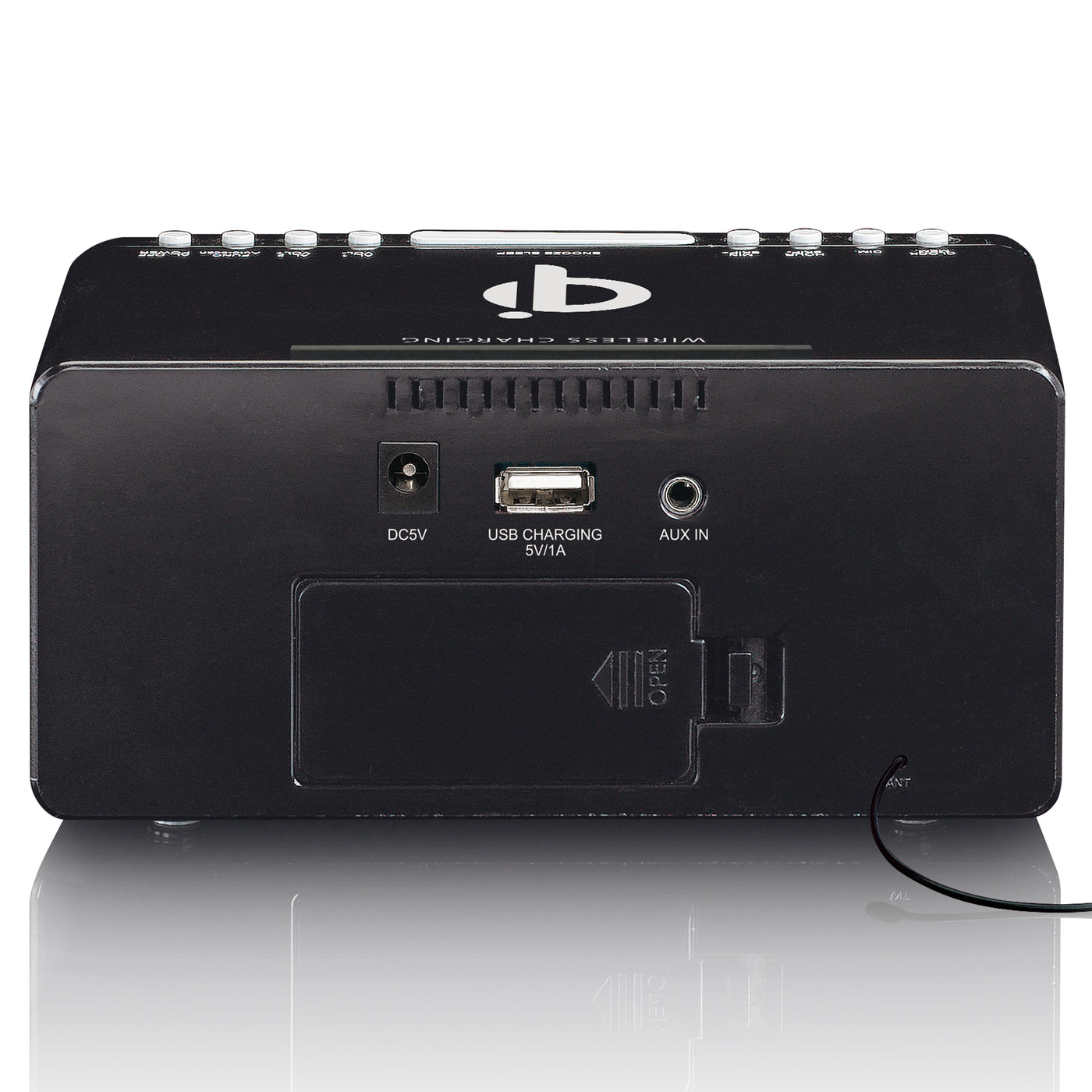 LENCO CR-550BK - Radiobudzik stereofoniczny FM z USB i bezprzewodowym ładowaniem smartfona Qi - Czarny