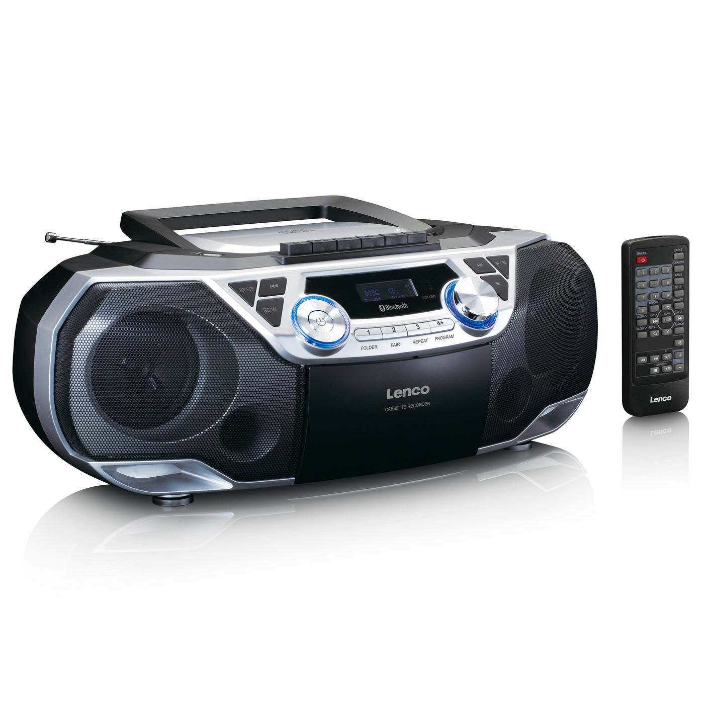 LENCO SCD-120SI - Boombox FM, CD, kaseta, USB, Bluetooth®, RC