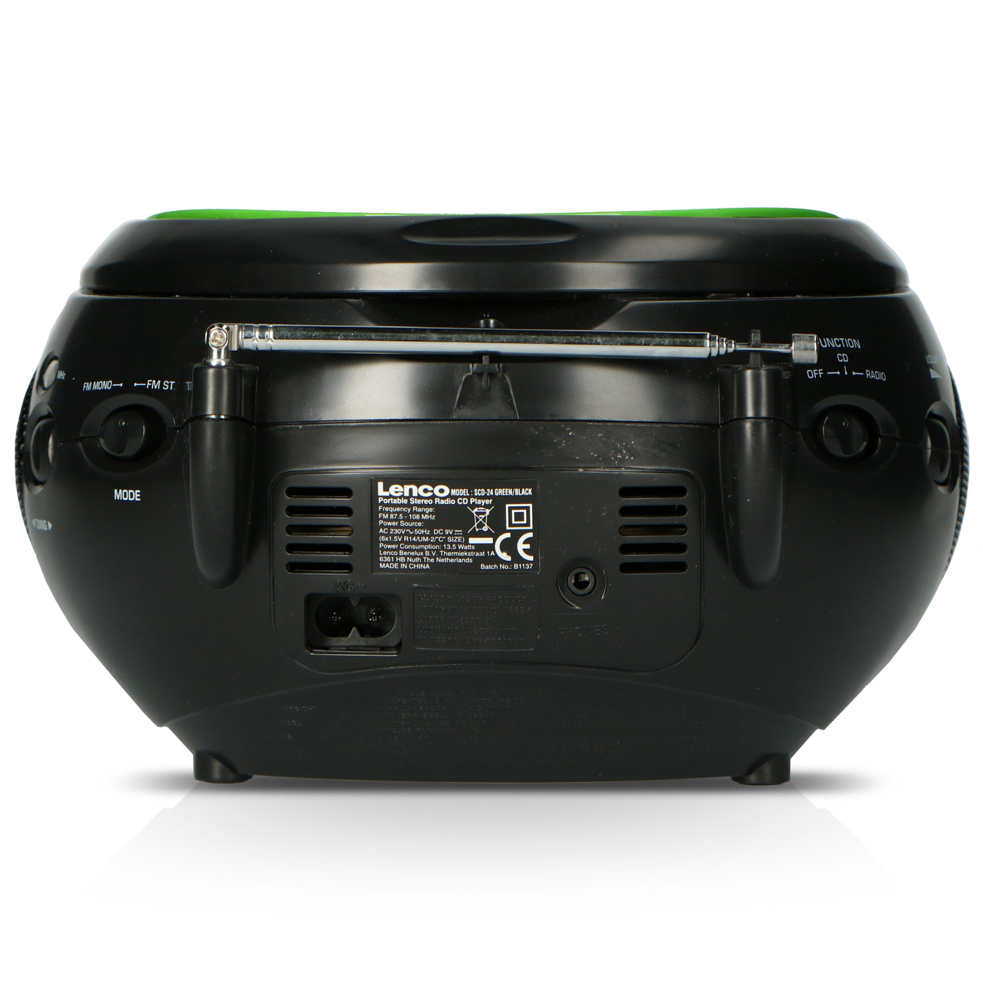 LENCO SCD-24 Green/Black - Portable stereo FM radio with CD player