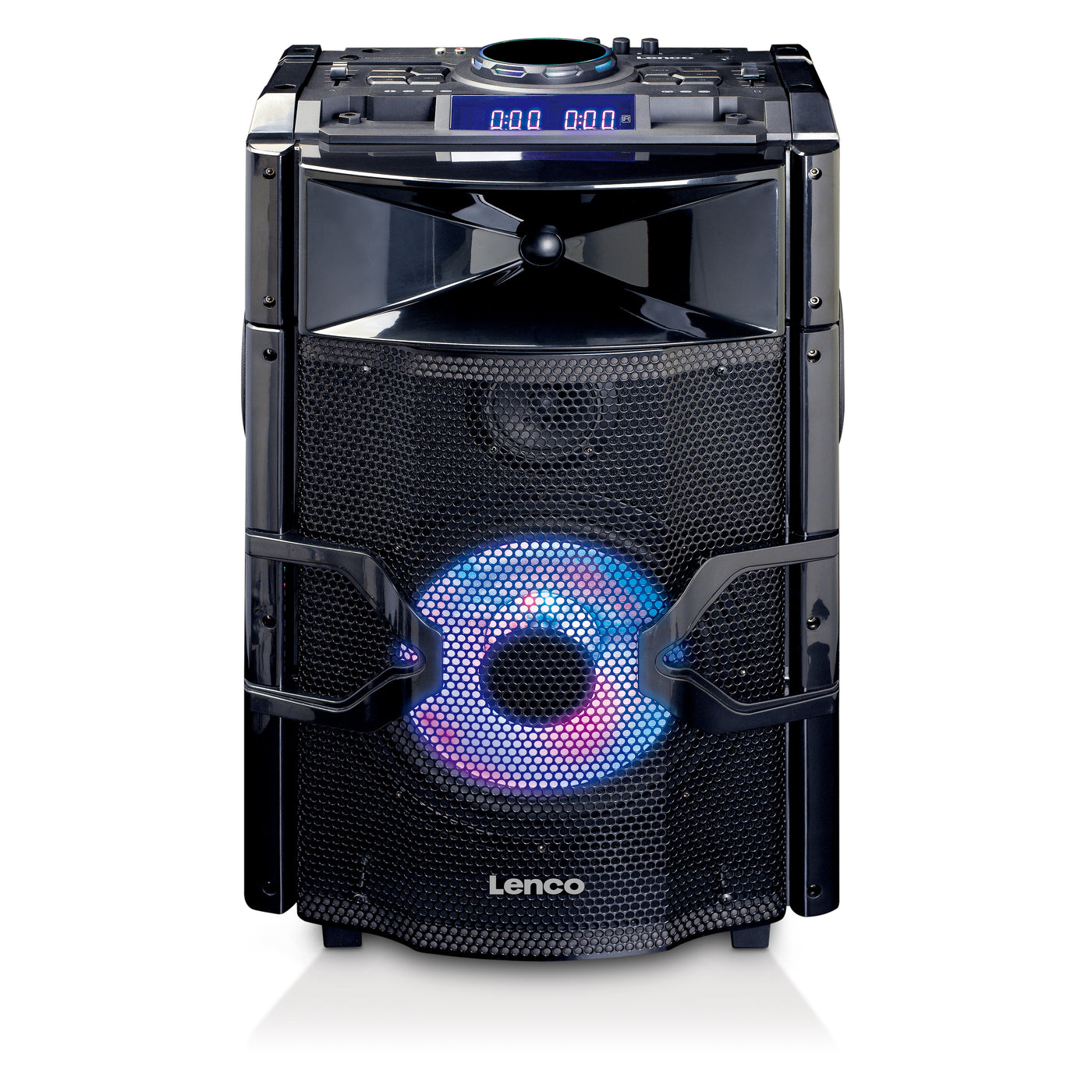 LENCO PMX-250 – System mikserski PA/DJ o dużej mocy z Bluetooth®, USB, wbudowaną baterią, mikrofonem bezprzewodowym i oświetleniem imprezowym
