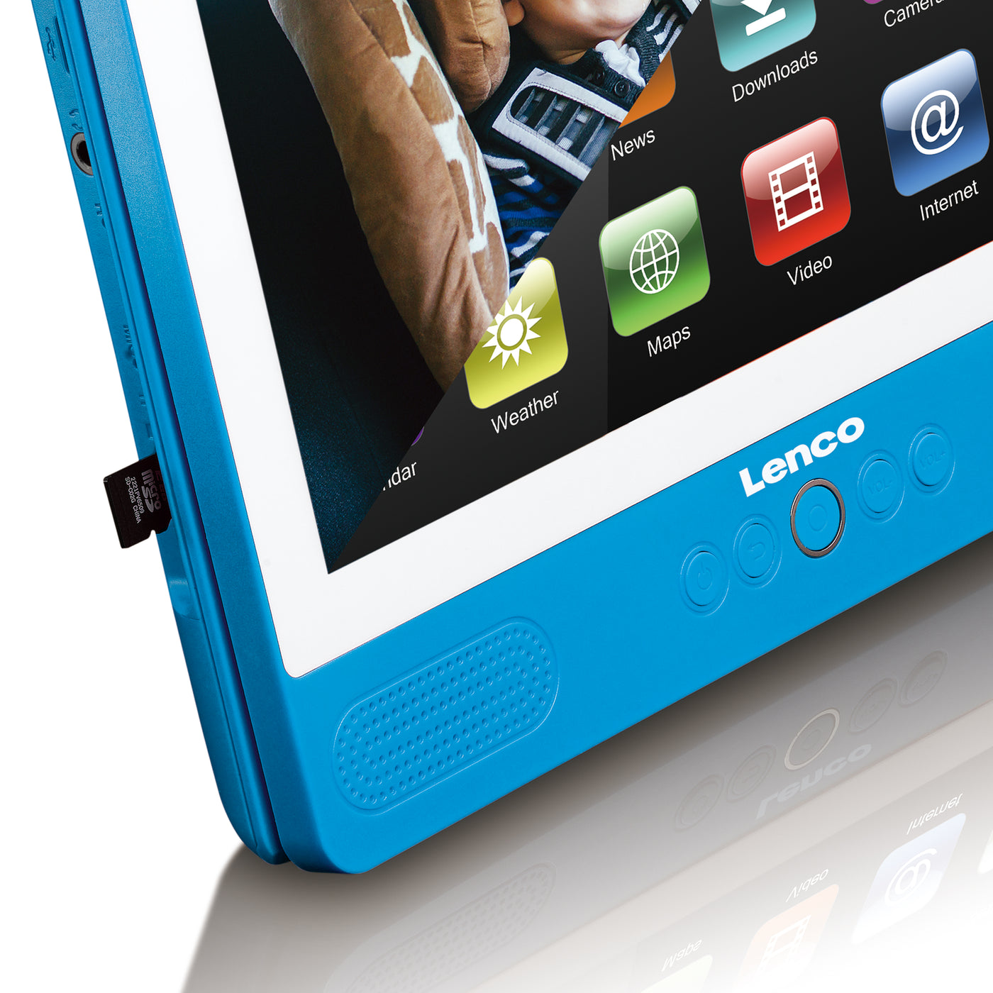 LENCO TDV901BU - 9-calowy tablet/odtwarzacz DVD z systemem Android 7.0 słuchawki - Niebieskie