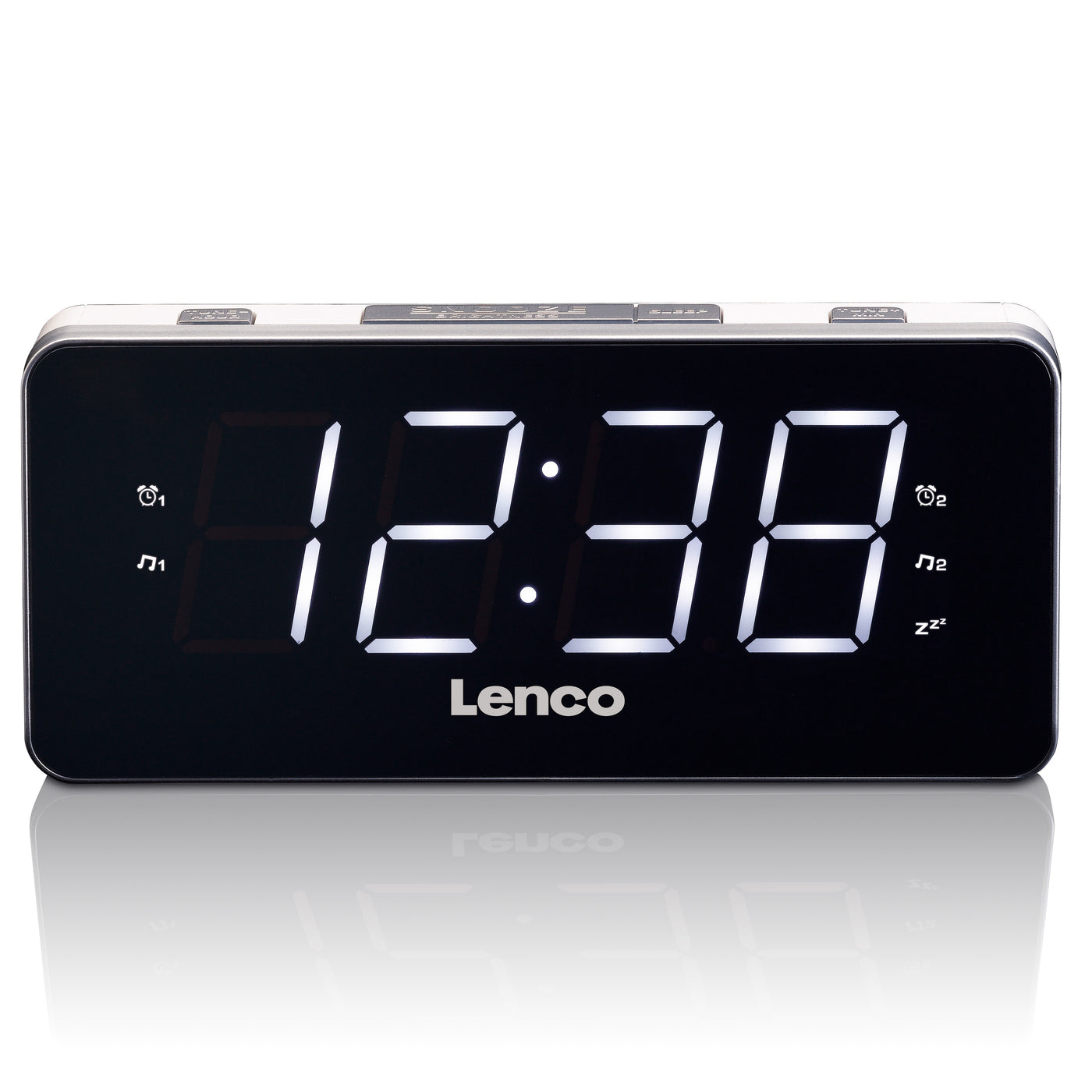 LENCO CR-18 White - PLL FM Alarm Clock Radio large and clear 1.8" LED display - White