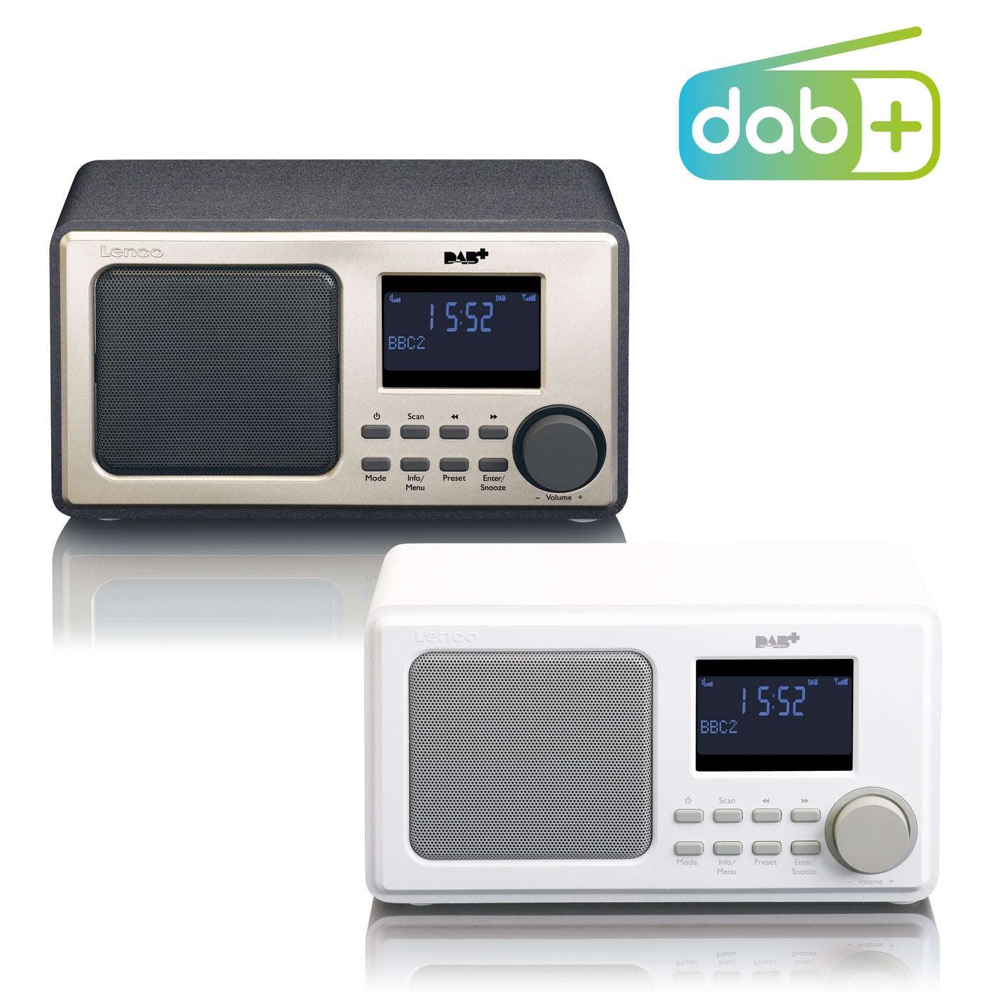 Lenco DAR-010WH - Radio FM DAB+ z wejściem AUX i funkcją alarmu - Białe 