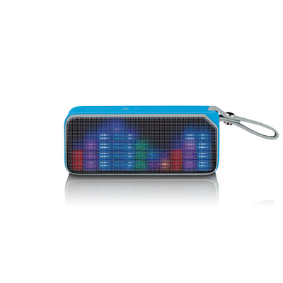LENCO BT-191BU – Głośnik stereo Bluetooth® odporny na zachlapania, z oświetleniem imprezowym – Niebieski