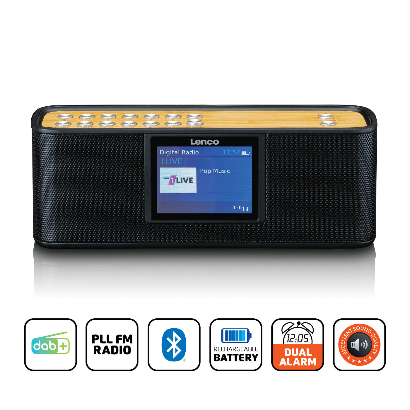- 5.0, DAB+ PDR-045BK – Lenco-Catalog Bluetooth LENCO radio with black
