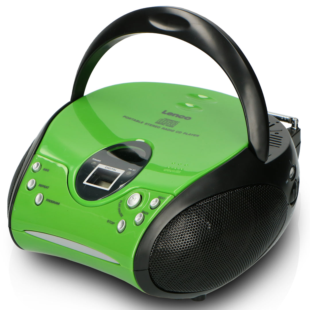 LENCO SCD-24 Green/Black - Portable stereo FM radio with CD player