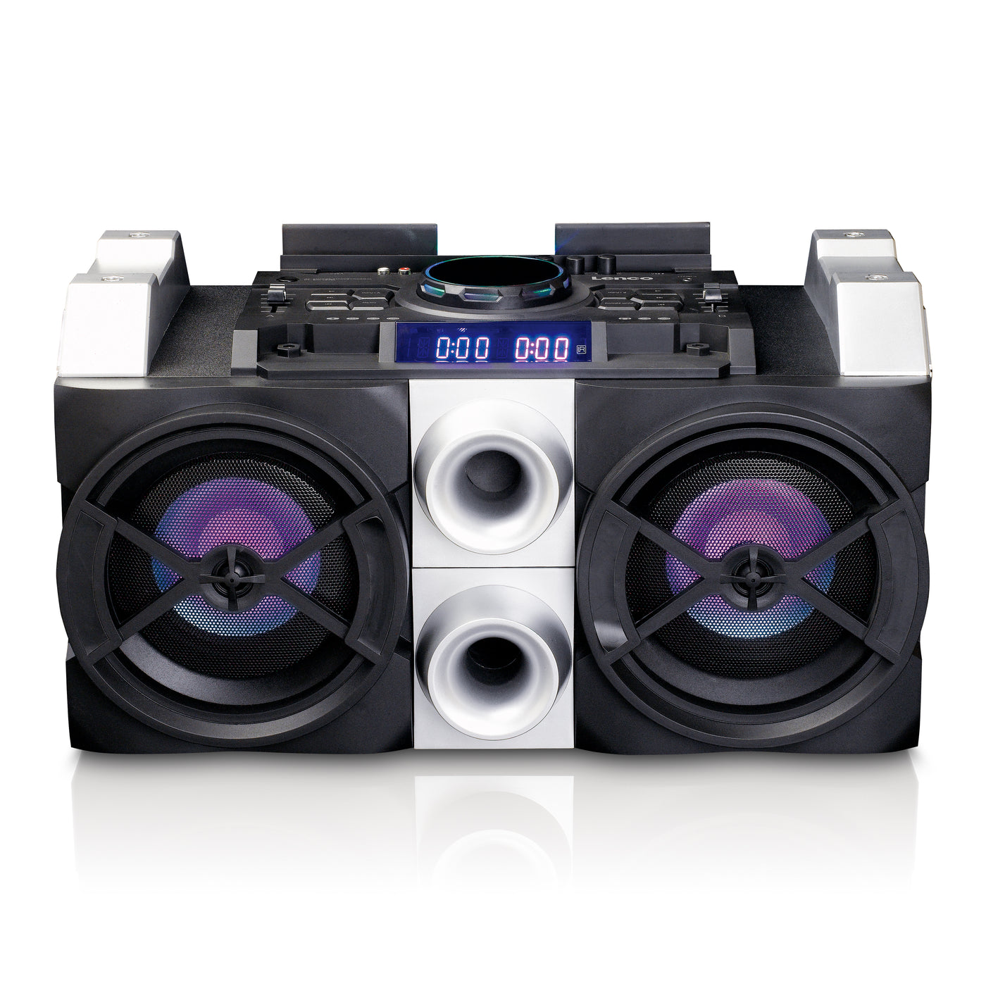 LENCO PMX-150 – System mikserski dla DJ-ów dużej mocy z Bluetooth®, USB, radiem FM i oświetleniem imprezowym – Czarny