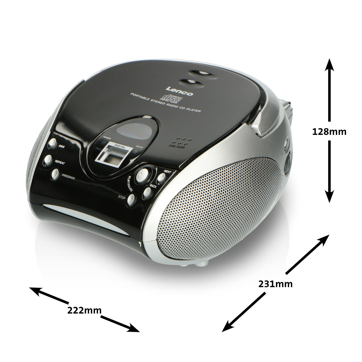 LENCO SCD-24 Black/Silver - stereo Portable - Lenco-Catalog CD – with FM radio player