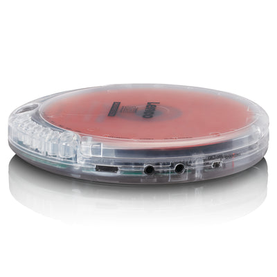 LENCO CD-202TR - Przenośny odtwarzacz CD z zabezpieczeniem przeciwwstrząsowym - Przezroczysty