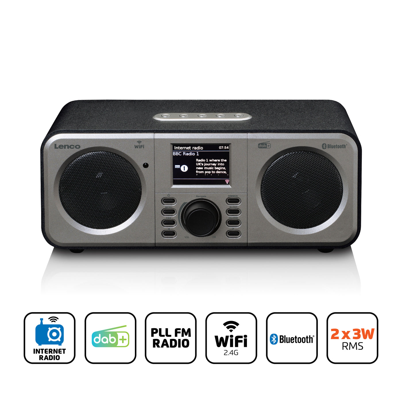 LENCO DIR-140BK - Stereo Internet radio with DAB+ FM and Bluetooth® radio - Black