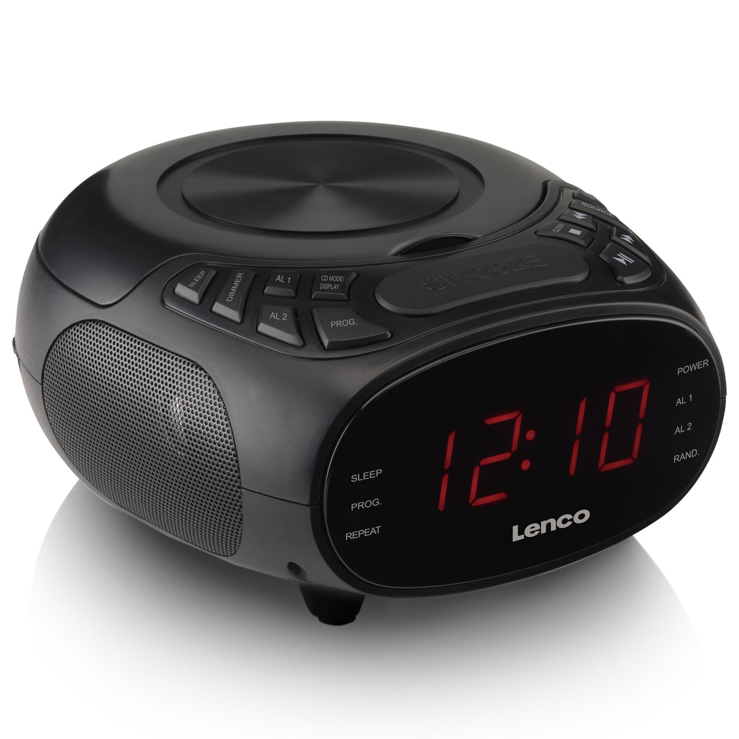 LENCO CR-740BK - Stereo FM Alarm Clock Radio with CD player