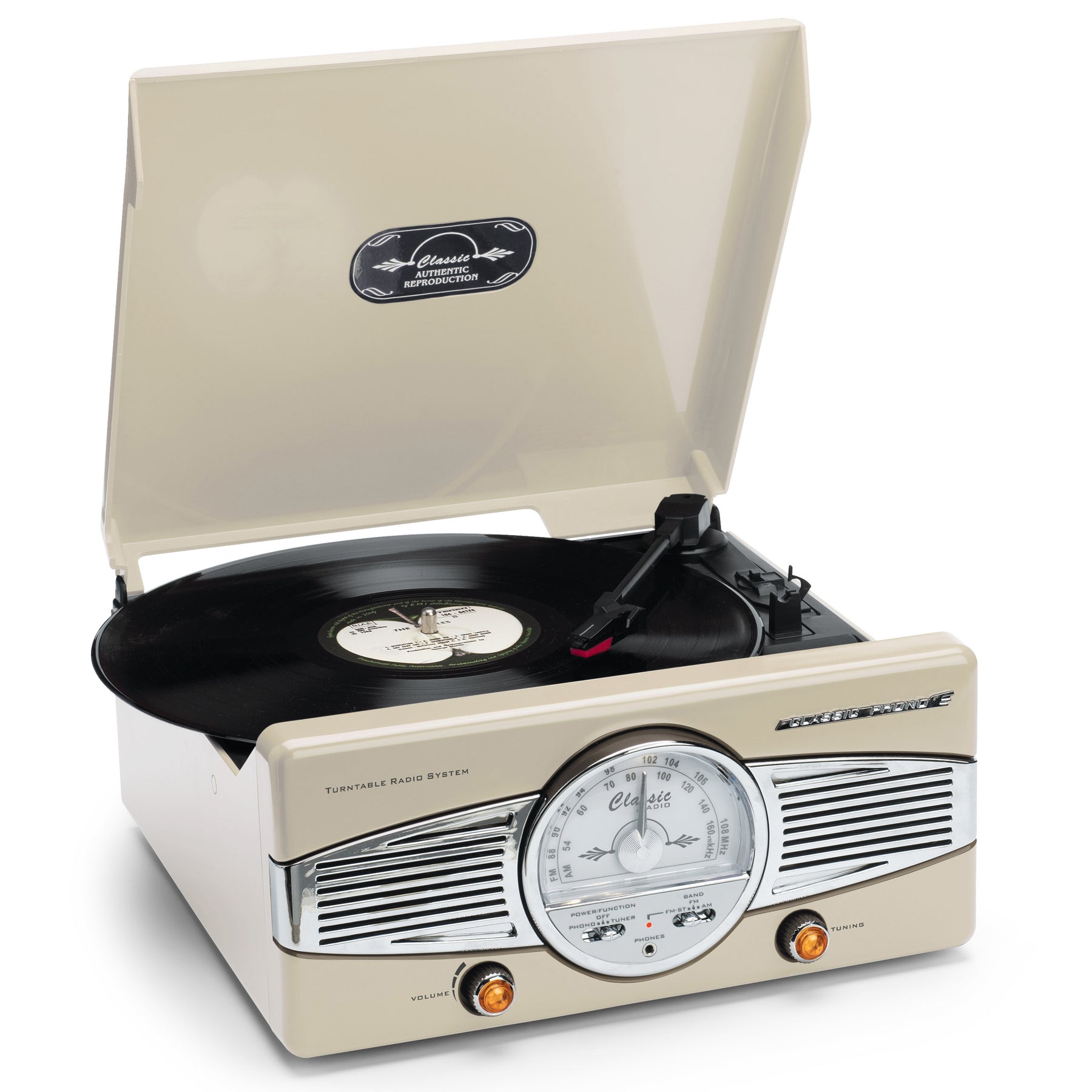 CLASSIC PHONO TT-28 C - Turntable with Radio - speakers - Cream – Lenco ...