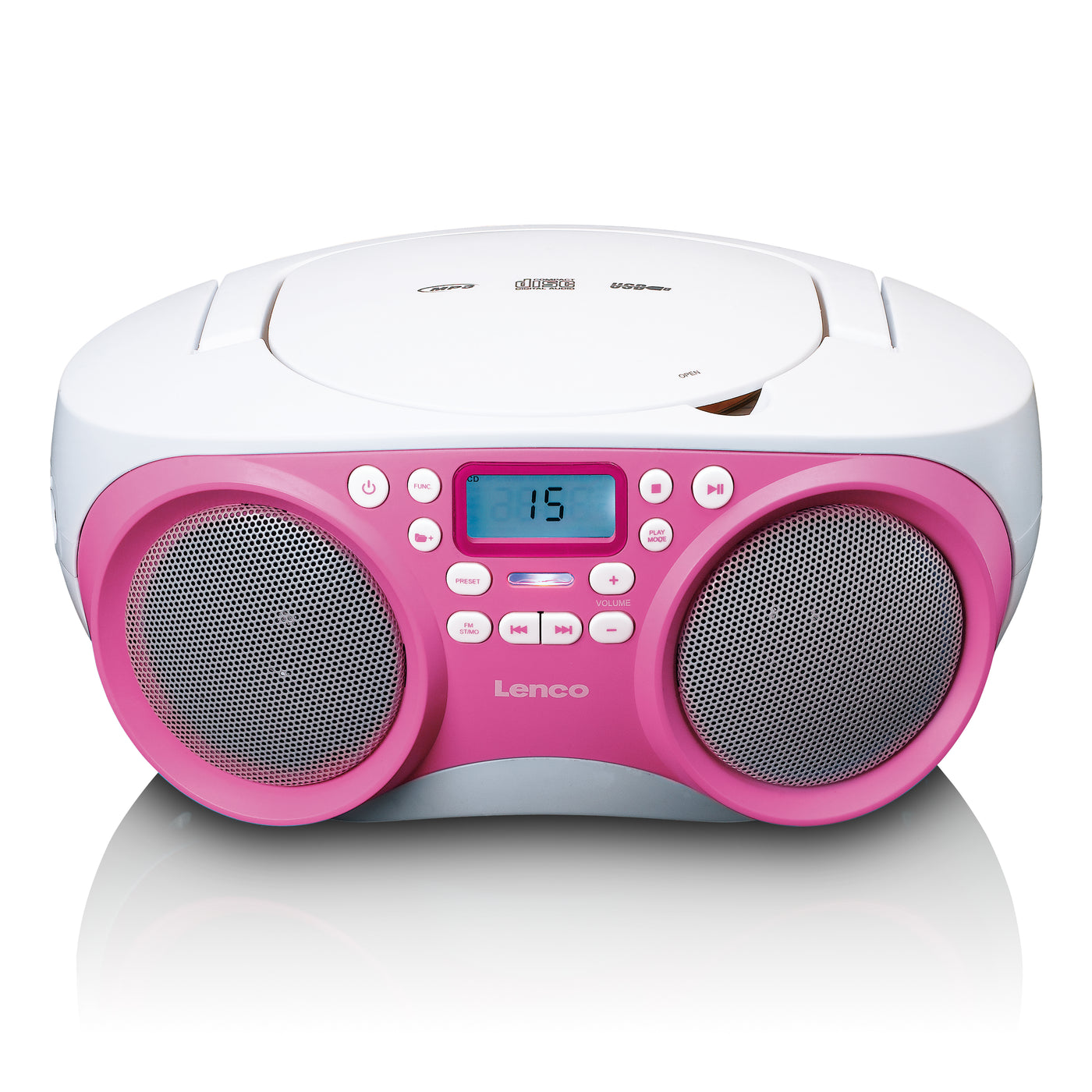 LENCO SCD-301PK - Przenośne radio FM/CD/MP3 i odtwarzacz USB - Różowy