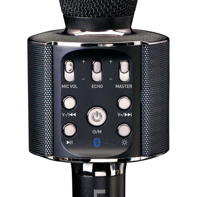 LENCO BMC-090BK - Mikrofon do karaoke Bluetooth® z głośnikiem i oświetleniem - Czarny